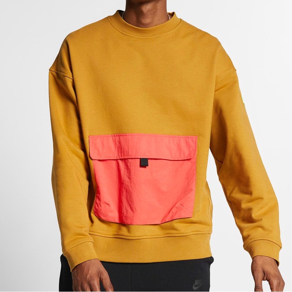 🔥 Nike Quest Fleece Crewneck Sweatshirt Pocket Wheat Brown Small